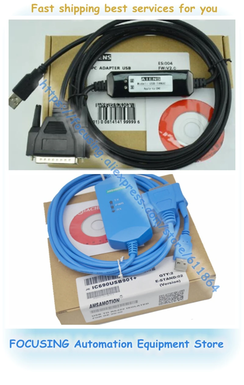 IC690USB901 GE GE90-30 GE90 Кабель для программирования USB SNP Лучший PLC Адаптер USB-SNP |