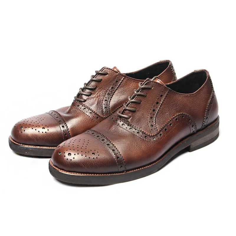 

do the old retro cow leather shoes for men carving brogue handmade shoe brush-off leather bullock footwear wedding dress zapatos