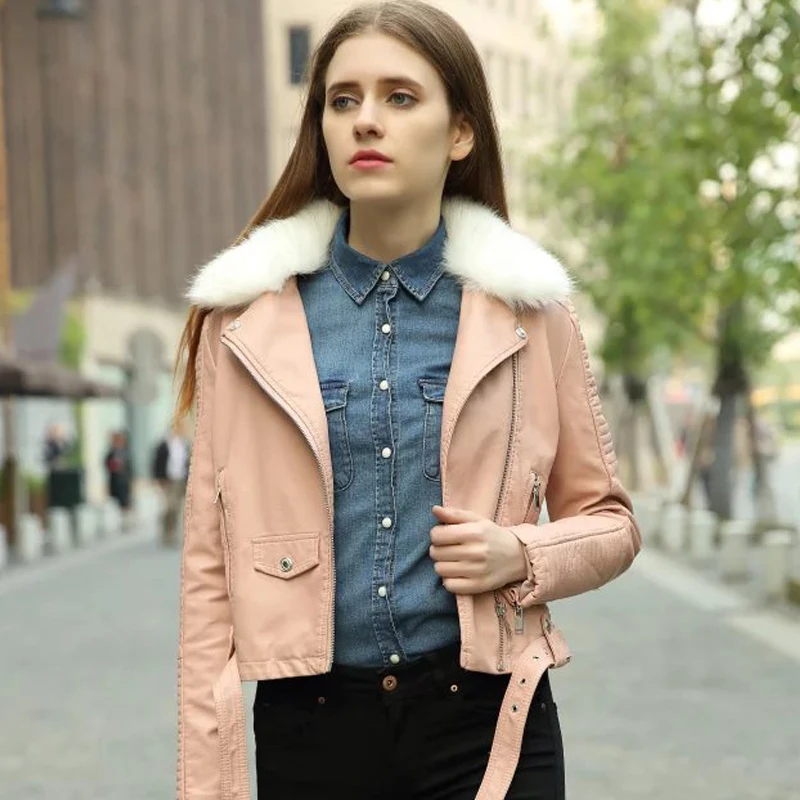 Fitaylor/Новинка Женская зимняя куртка из искусственной кожи Короткое пальто Теплая