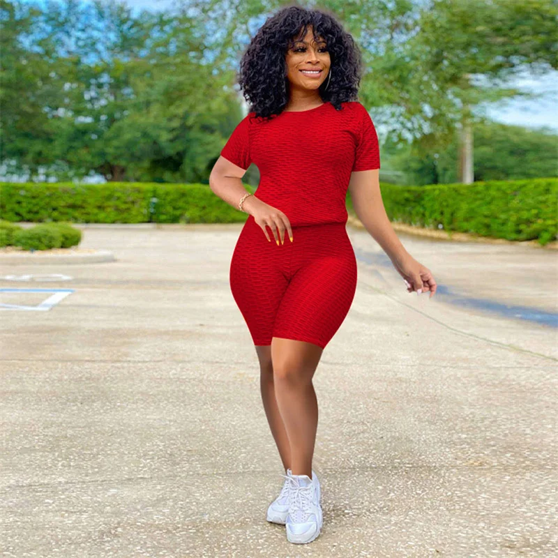 

2021 Summer Fashion Women Casual Shorts Yoga Sets Bodycon Outfit Sets Outdoor Sports Clothes Running Short Sets