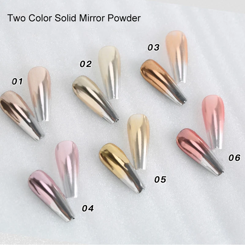 

1 Box Double Color Mirror Nail Glitter Powder Metallic Color Gold Silver Solid Nail Powder Pigment Dust DIY Nail Art Decorations