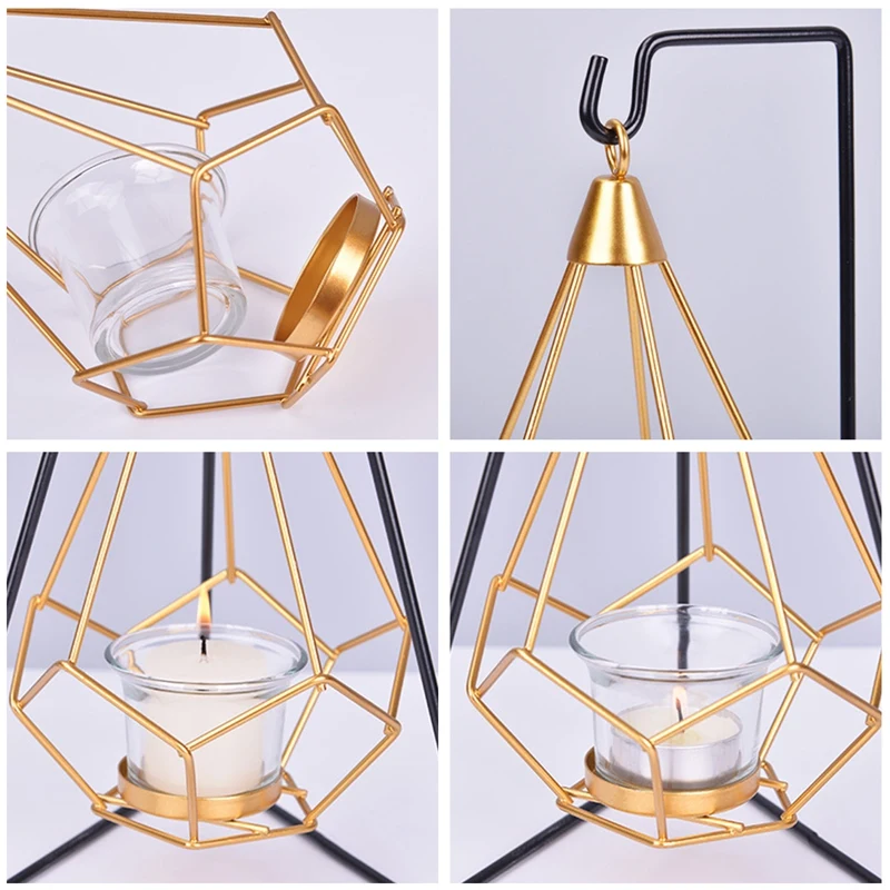 

Nordic Style Candle Holder Creative Multifunctional Home Decoration Ornaments Golden Glass Candlelight Dinner Props
