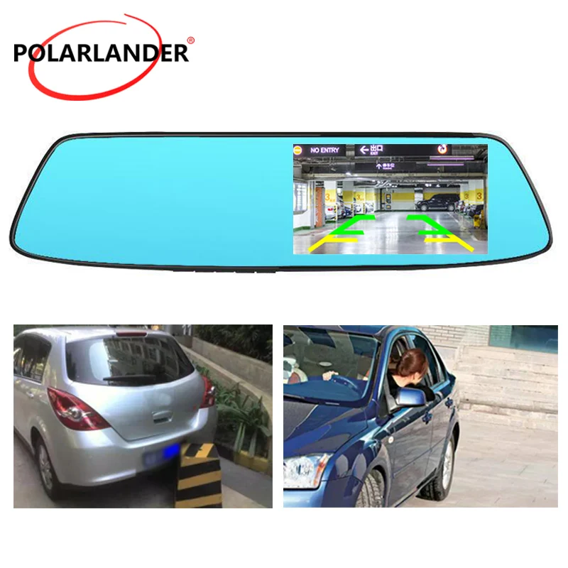 Автомобильное зеркало заднего вида 5 дюймов 1080P HD два объектива с камерой