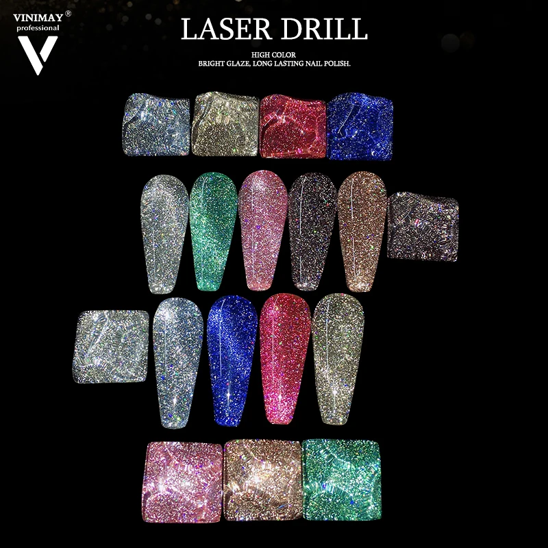 18 Цвет лак для ногтей с эффектом кошачий глаз клей Светоотражающая алмаз шпата Гель лазерный фототерапии и