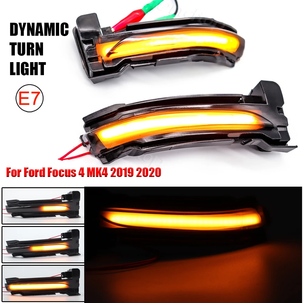 

For Ford Focus 4 MK4 2019 2020 Rearview Mirror Turn Signal Lights Indicator Lamp Streamer Strip Flowing Dynamic Flexible Side
