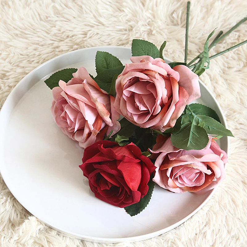 Роза с одной веткой искусственные цветы шелковые Белые пионы для весны домашняя