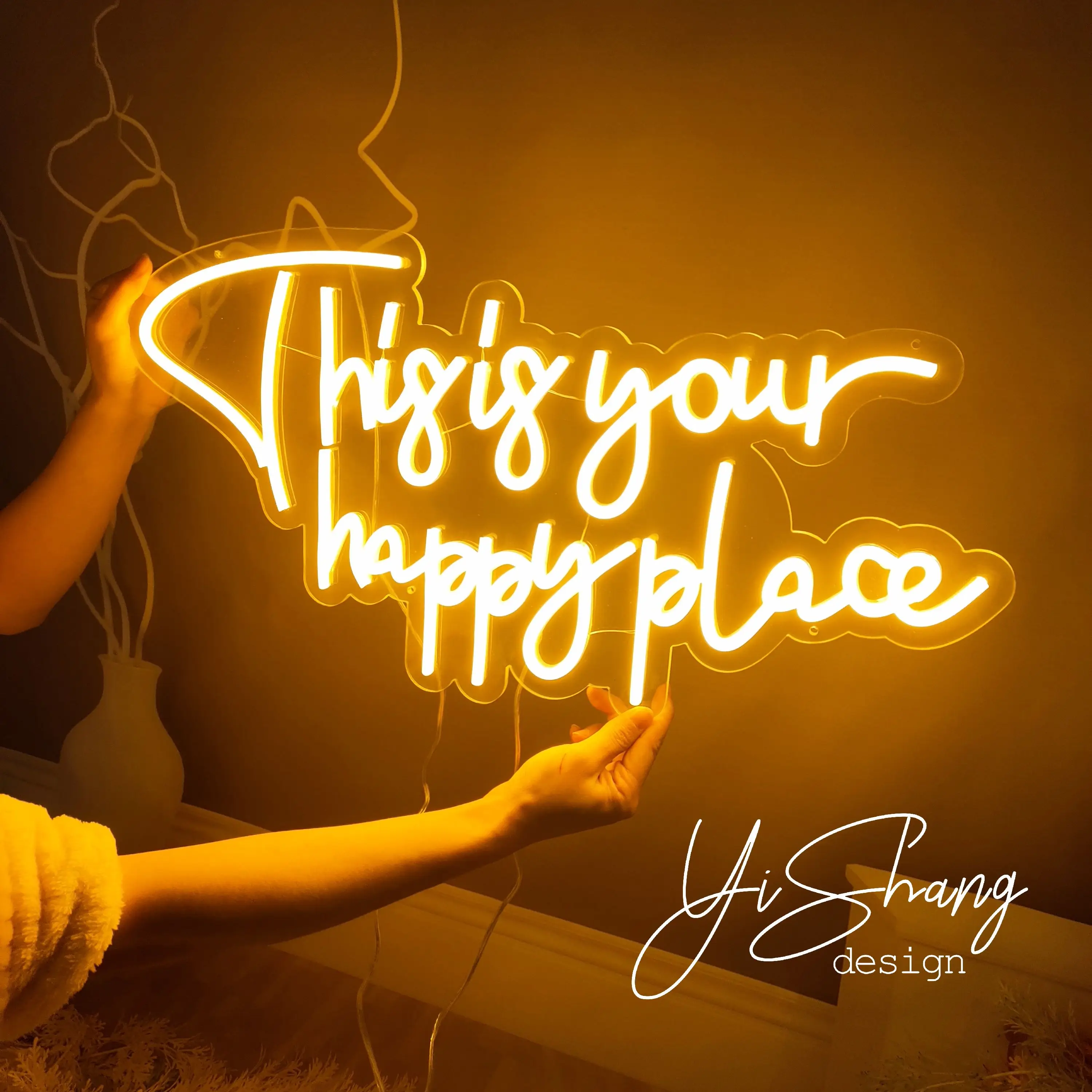 

This is Our Happy Place Neon Signs Custom Neon Light Sign Led Custom Light Neon Decor Home Room Wall Decoration Ins Shop Decor