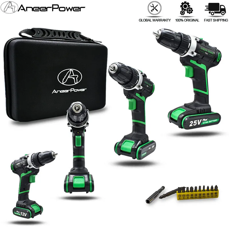 

25V 21V 16V 12V Plus Double Speed Electric Drill Cordless Hand Drill Mini Electric Screwdriver Rechargable Lithium Battery Drill