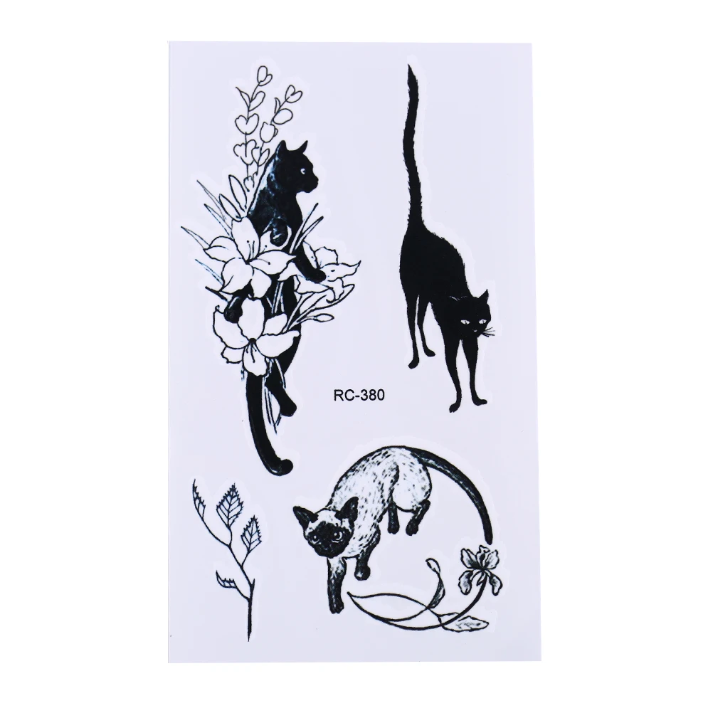 10.5*6cm Waterproof Fake Henna Painless Tatto Sticker Sexy Black Cats Temporary Tattoo Body Art Arm Flash Tattoo Stickers