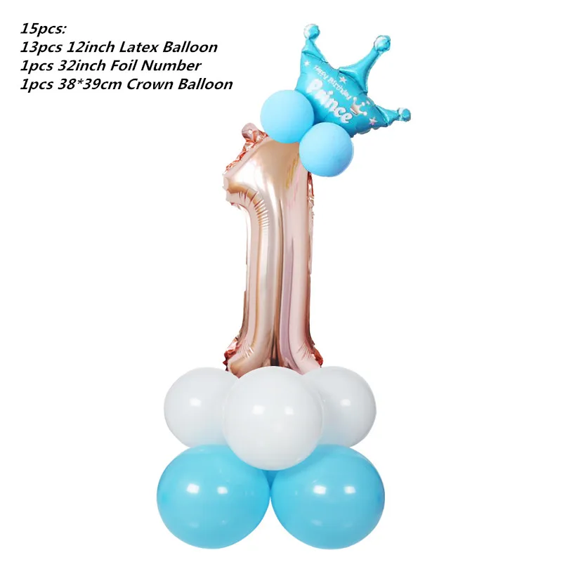 blue 1 set Счастливые шляпы для празднования первого дня рождения, декоративная крышка, один праздничный колпак, корона принцессы, 1-й 2-й 3-й год, детский аксессуар для волос - Цвет: blue 1 set