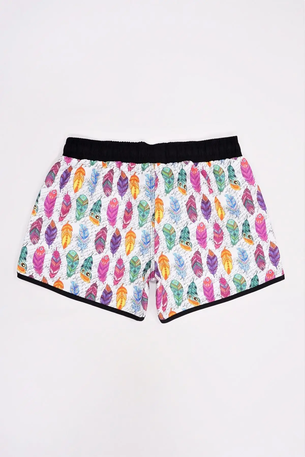 

2021 New Fashion Women's White Feather Print Swim Shorts Ladies Swimwear Swim Shorts Women 'S Briefs Beach Shorts Sport Suits