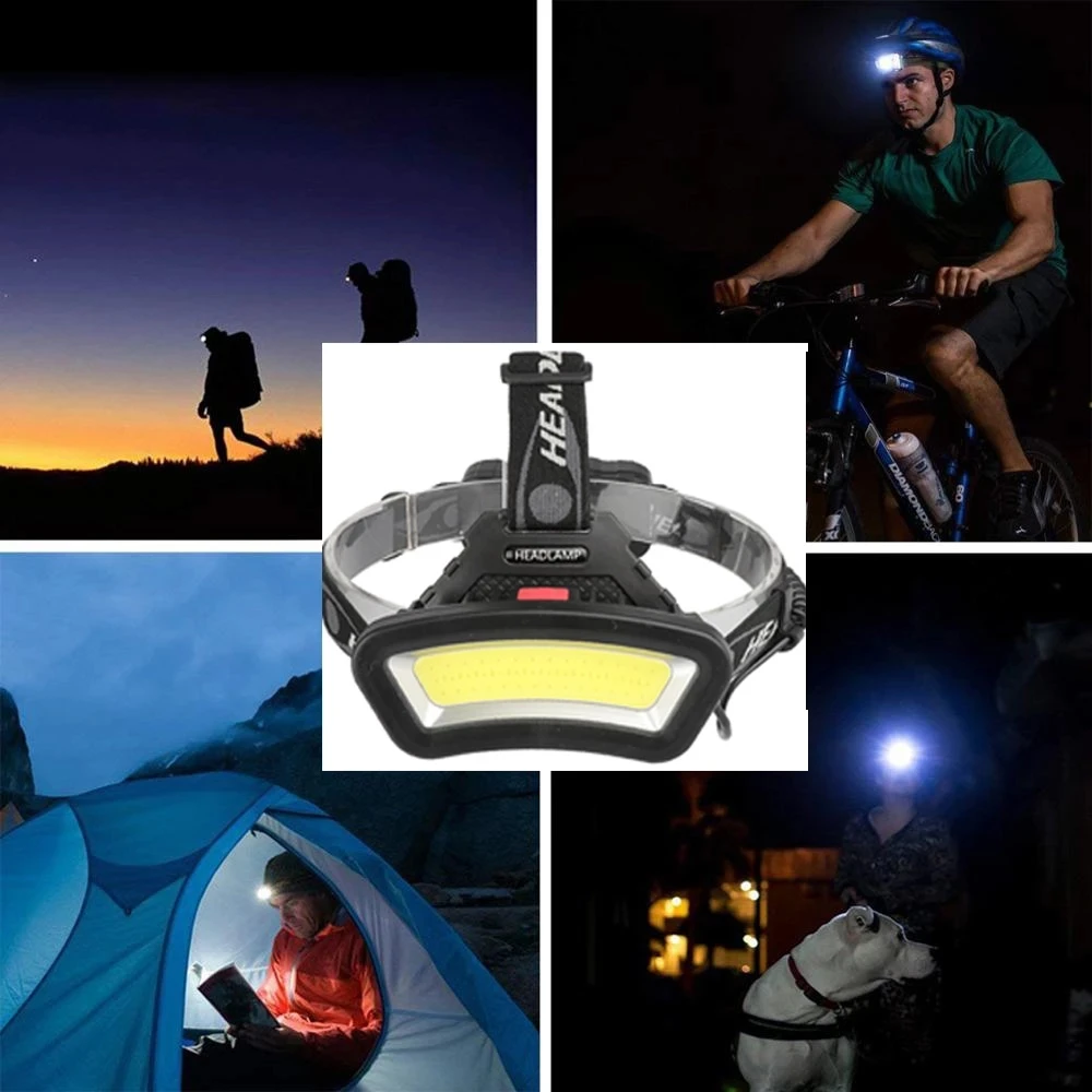 

10000 Lumen Long Lighting Distance COB Power Led Headlamp USB Rechargeable Headlight Waterproof Fishing Light by 18650 Battery