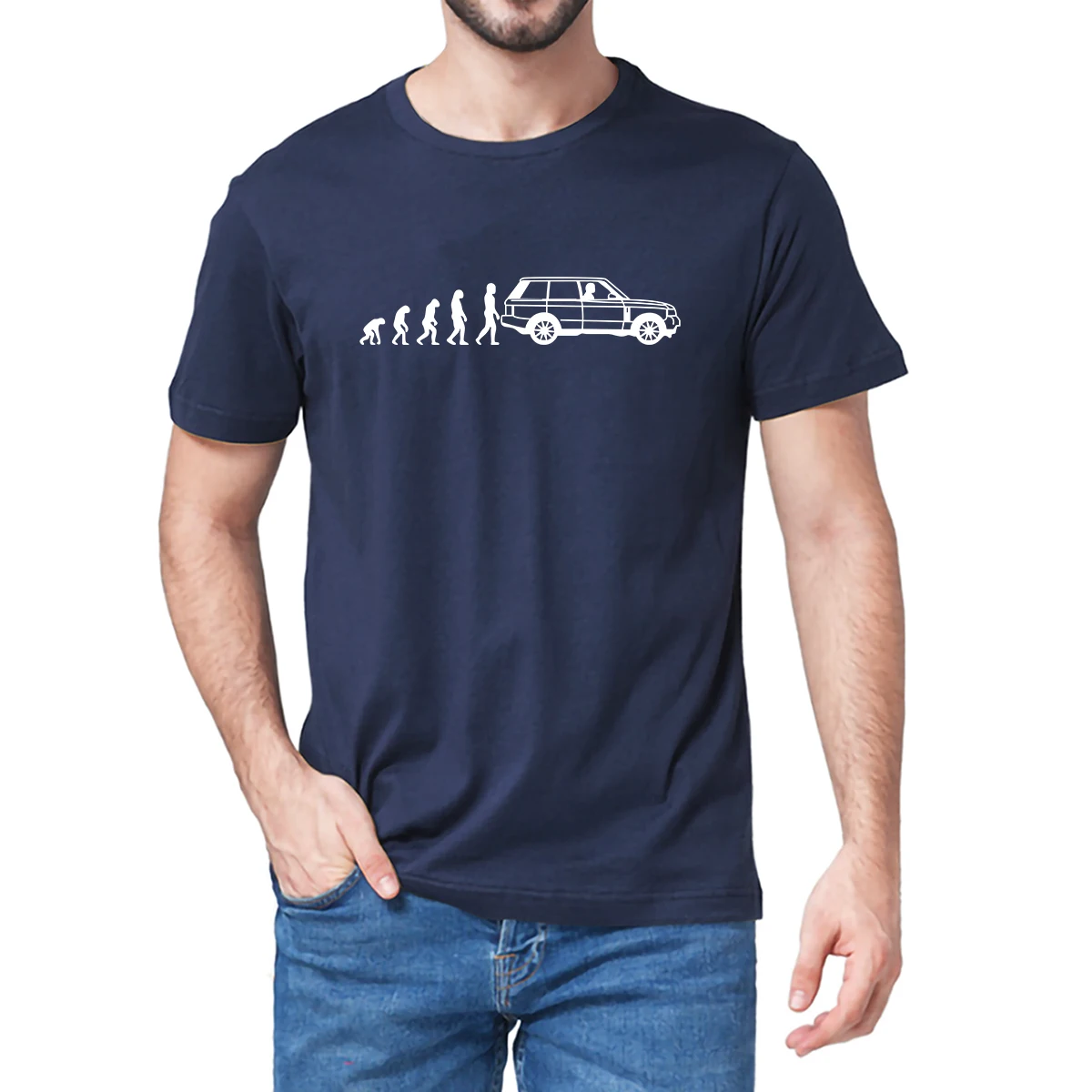 

Evolution Of Ape to Range Rover L322 Retro Off Road Landrover Unisex 100% Cotton Men's Novelty T-Shirt Women Casual Harajuku Tee