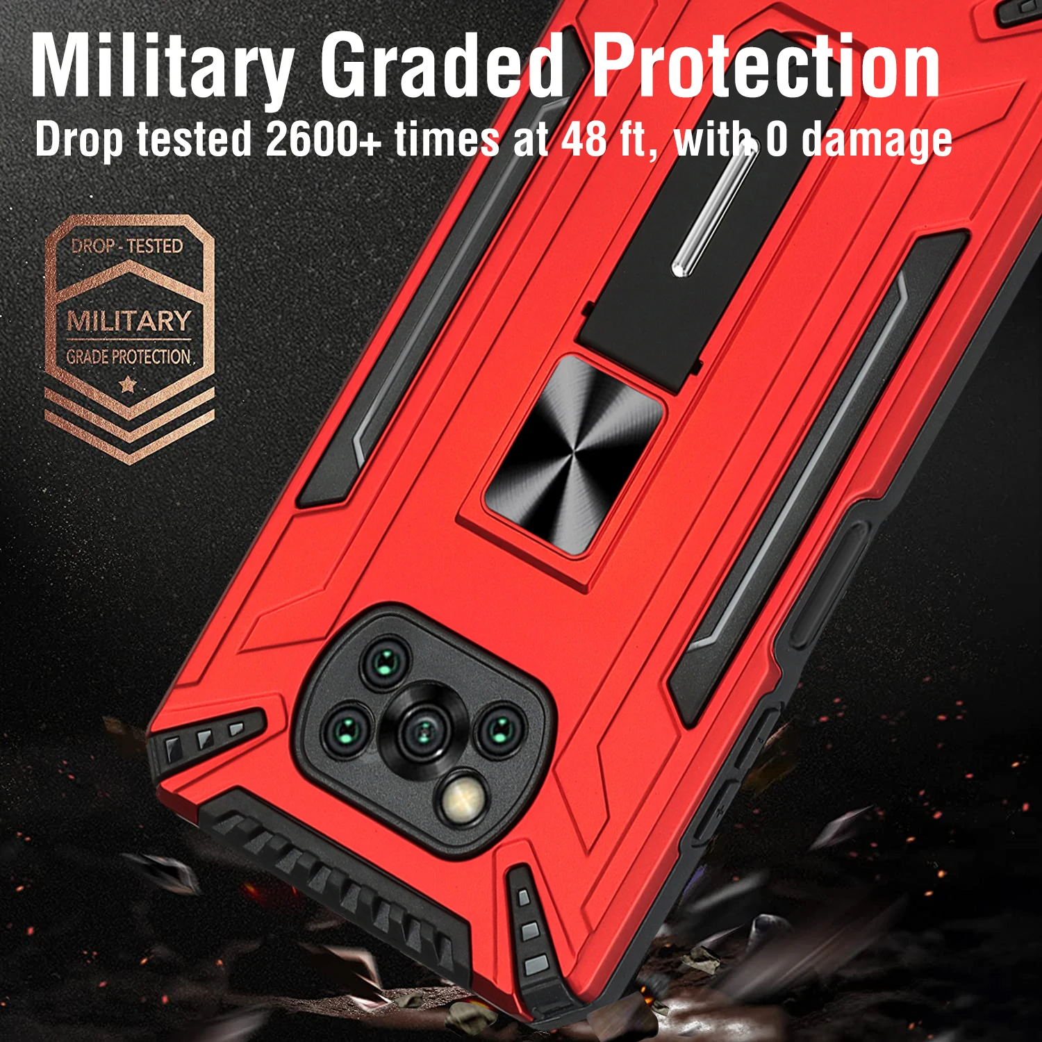 anti fall shockproof protection phone case for xiaomi pocophone poco f3 m3 pro 5g x3 nfc armor bracket magnetic stand pc cover free global shipping