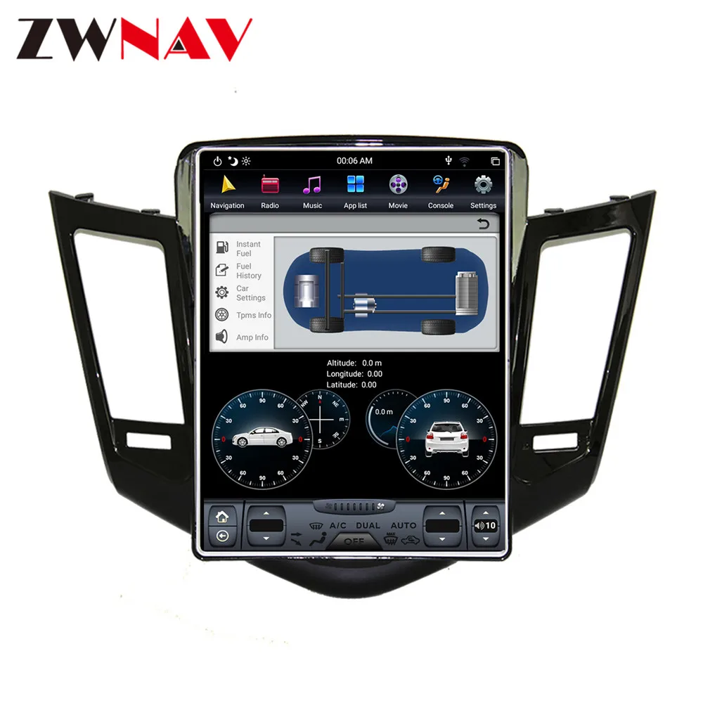Vertical Tesla For CHEVROLET CRUZE 2009-2013 Android IPS Screen PX6 DSP Car DVD GPS Multimedia Player Head Unit Radio Audio | Автомобили и