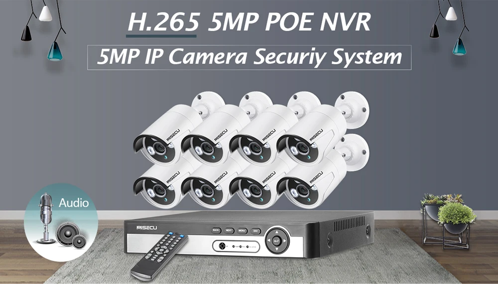 MISECU HD 8CH 5MP POE камера безопасности комплект системы H.265 аудио запись IP камера ИК Открытый Крытый водонепроницаемый видео Surveillanc