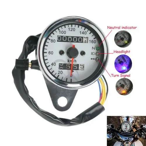 

Motorcycle Universal LED Signal Light Backlight Dual Odometer Speedometer Gauge For Harley Honda Yamaha Cafe Racer