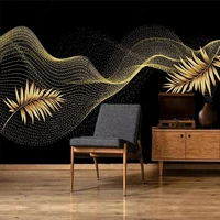 custom photo wallpaper nordic creative light luxury 3d golden leaf line mural living room background wall mural papel de parede