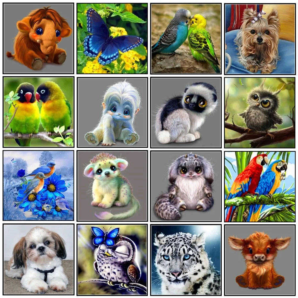 

Алмазная живопись 5D "сделай сам", Мультяшные животные, алмазная вышивка, мозаика, наборы для вышивки крестиком, домашний декор, искусство