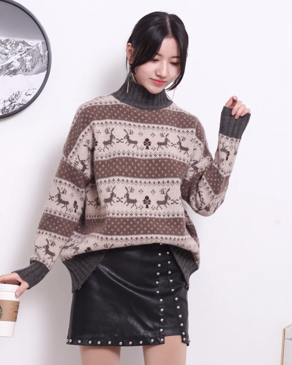 Vintage Fashion Women Pullovers Turtleneck Casual Christmas Sweaters 2021 Knitted Winter Clothes pull femme hiver | Женская одежда