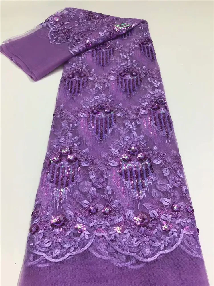 

Latest African Lace Fabric 2021 High Quality Embroidery France Sequins Lace Fabric For Party Dress Nigeria Sequins Fabric F312