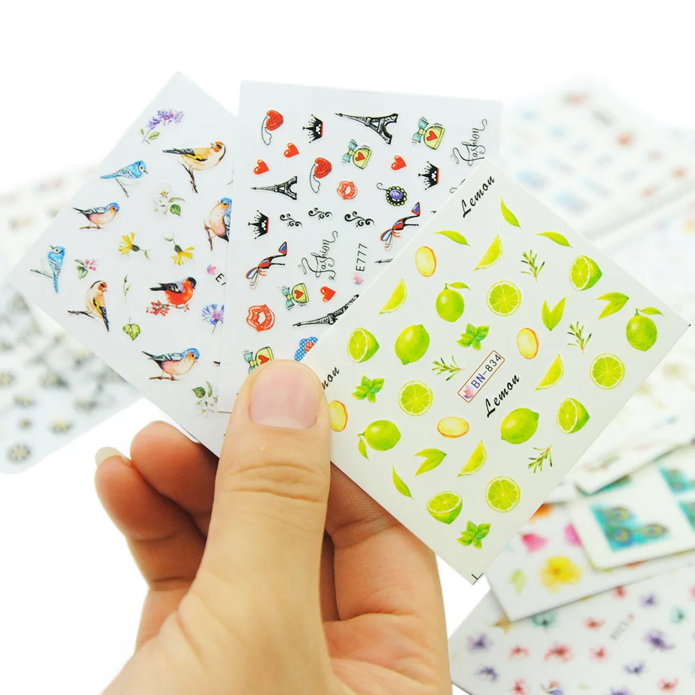 COSCELIA 20 Designs Water Decals Slider Summer Jungle Flamingo Parrot Flora Watermark Nail Sticker Decoration Wraps Manicure |