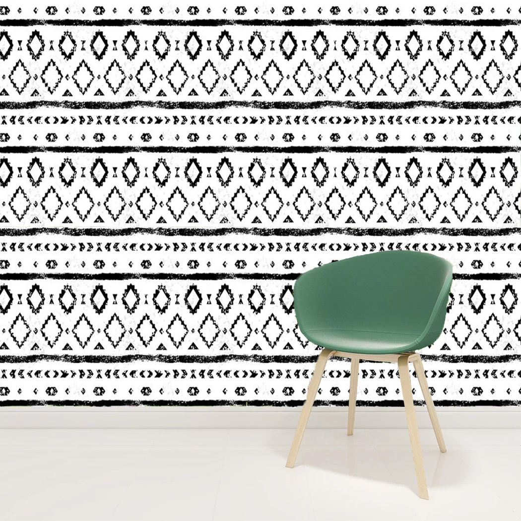 

Modern Geometric Self-Adhesive Removable Wallpaper Black and White Peel and Stick Wall Decor for Home Bedroom Cabinets
