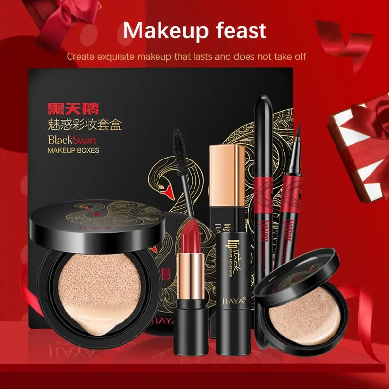 

JIAYA 5PCS Makeup Sets Include Daily Use Lipstick Air Cushion BB Cream Eyeliner Mascara Make Up Cosmetic Gift Box Cosmetic TSLM1