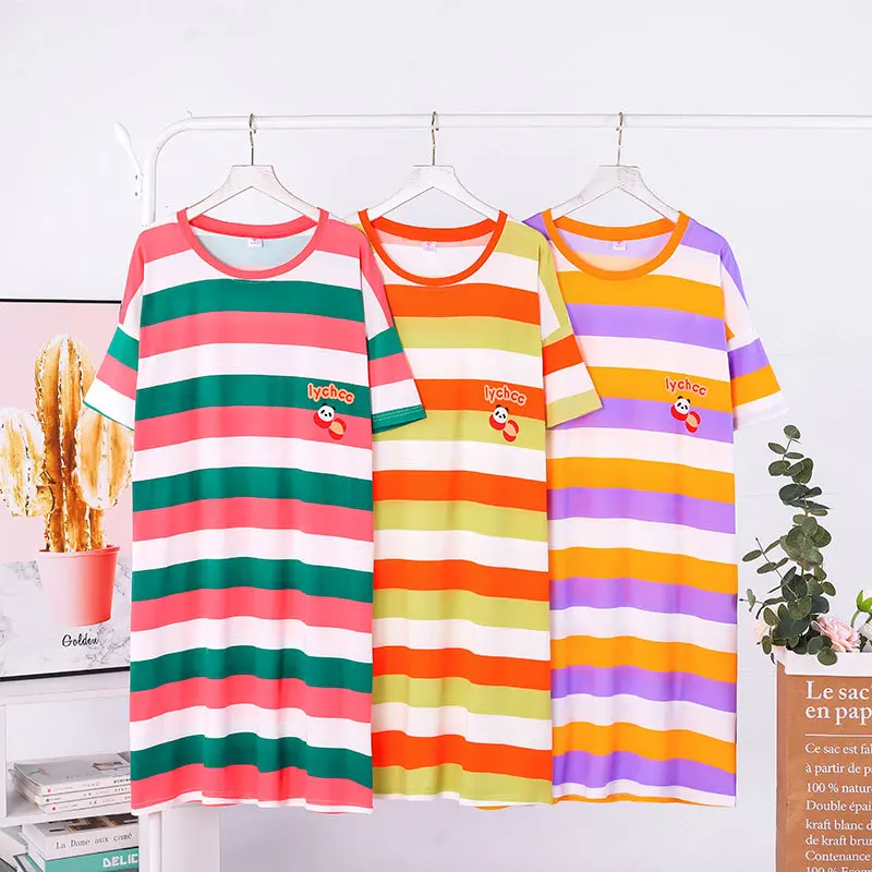 

2021 Summer Dresses Women's Short Sleeve Dress Sexy Nightgown Woman Home Suit lovely Casual Cartoon Loose Women's Home Clothes