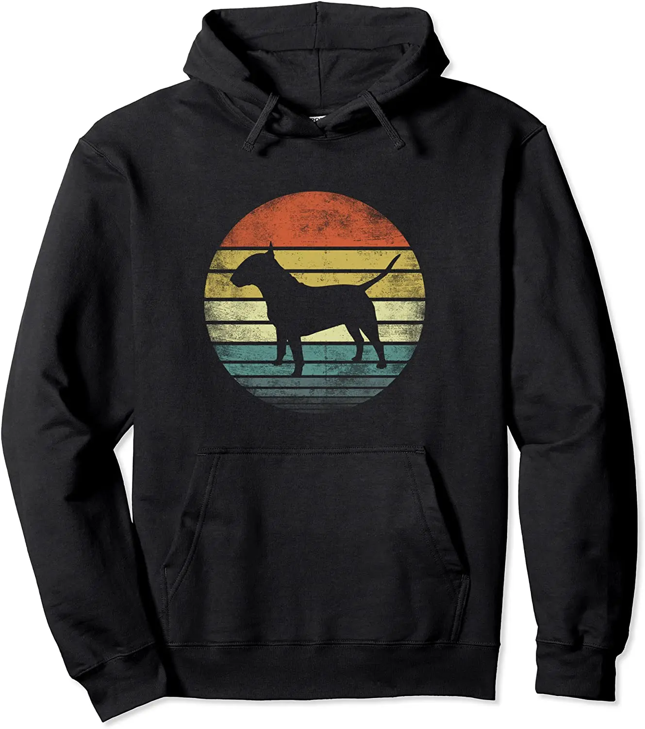 

Bull Terrier Lover Owner Gifts Retro Sunset Dog Mom Dad Pullover Hoodie