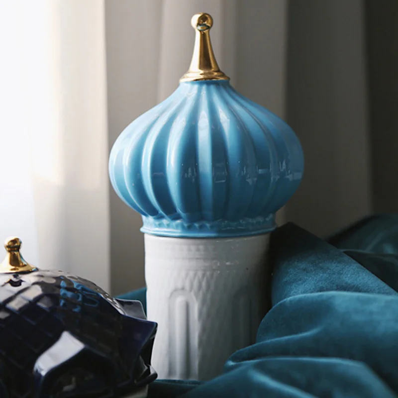 Diy Canlde держатель русский замок банка для хранения керамический дом декоративный