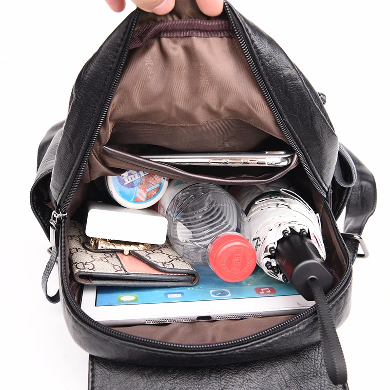 2019 Female Backpack Leather Women's Back Pack Large Capacity College School Bag For Girls Sac A Dos Backpacks Vintage | Багаж и сумки