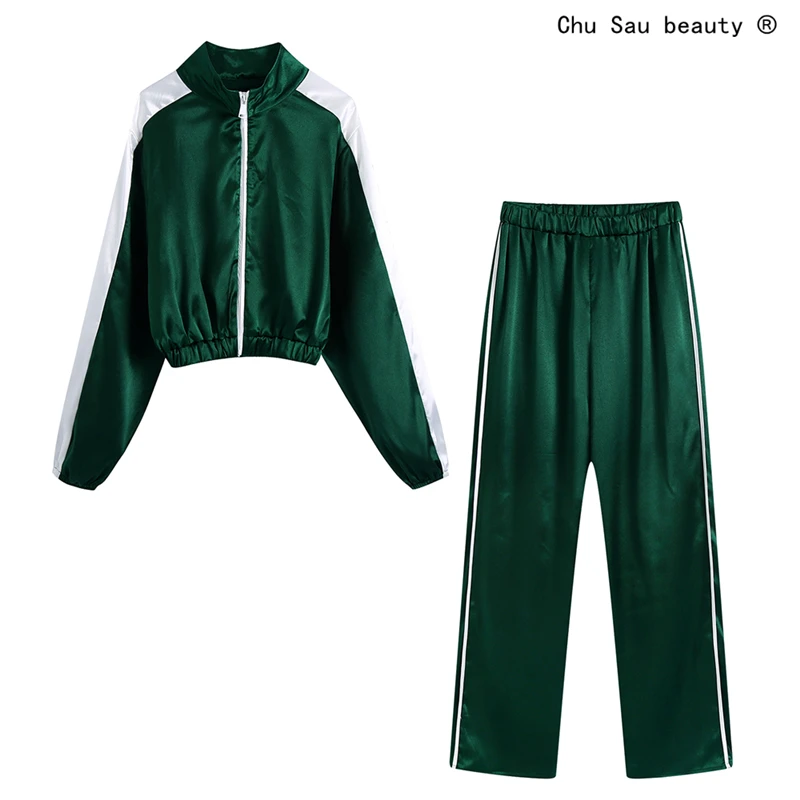 

Женская Повседневная куртка на молнии, винтажная Спортивная Свободная куртка с шелковой текстурой, 2021