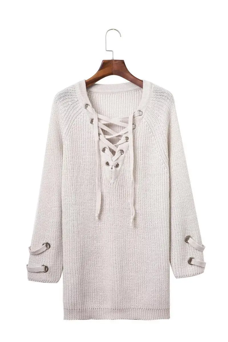 

Ms. Sweater fall in Europe and the United States new style fashion cuff adornment long long sleeve with v-neck sweater sweater