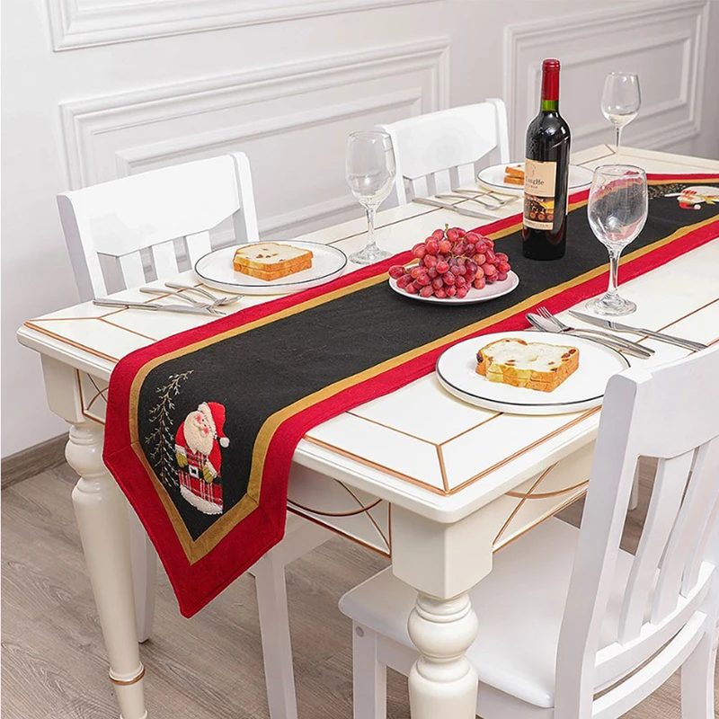 

Christmas Tablecloth Flag Home Party Decorative Santa Claus Tapestry Red Table Runners Christmas Table Runner Mat