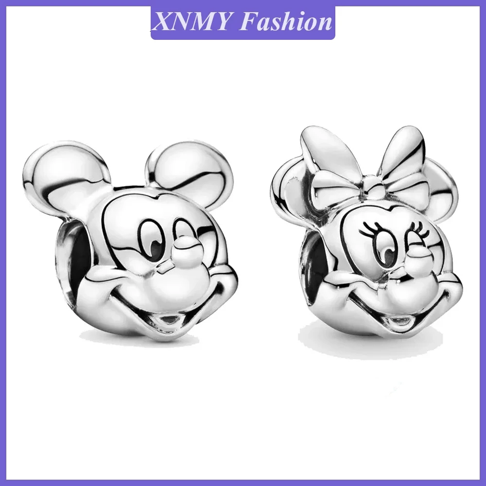 

XNMY Silver Color Mini Animal Mickey Minnie Beads Fit Original Pandora Bracelet Necklace For Women DIY Cartoon Jewelry Making