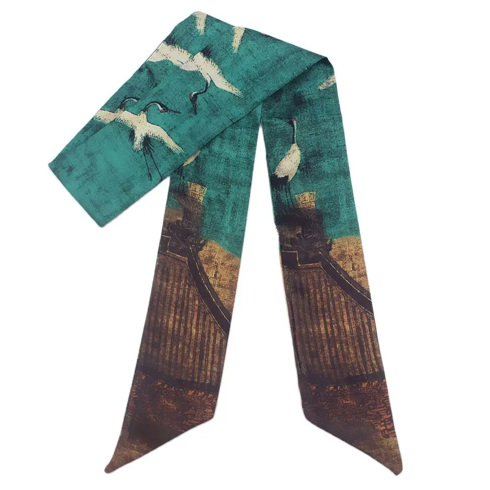 

Новый дизайн 2022 шелковый шарф для женщин маленькие длинные узкие шарфы с принтом головы