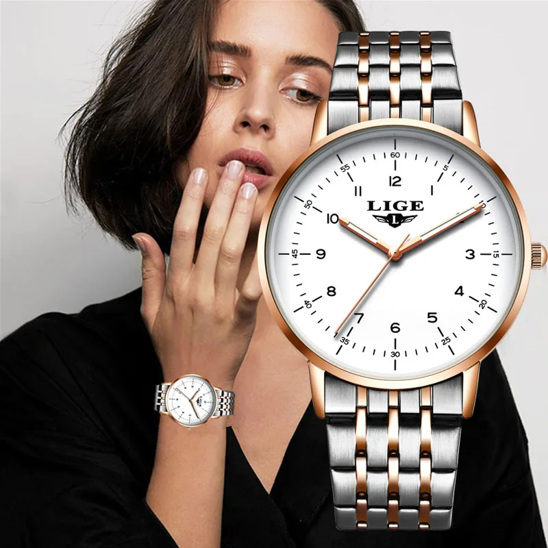 LIGE Luxury Fashion Women Watches Waterproof Casual Quartz Ladys Watch for Woman Dress Ladies Wristwatches Relogio Feminino+Box enlarge