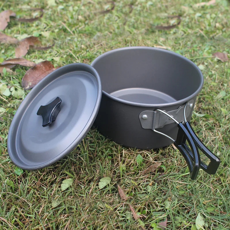 Наружный семейный набор посуды портативная посуда Алюминиевый горшок кастрюль и
