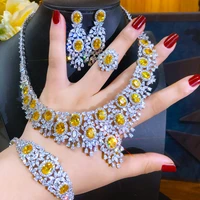missvikki high quality luxury charm yellow cz necklace jewelry sets for women party zircon lady bridal wedding jewelry sets