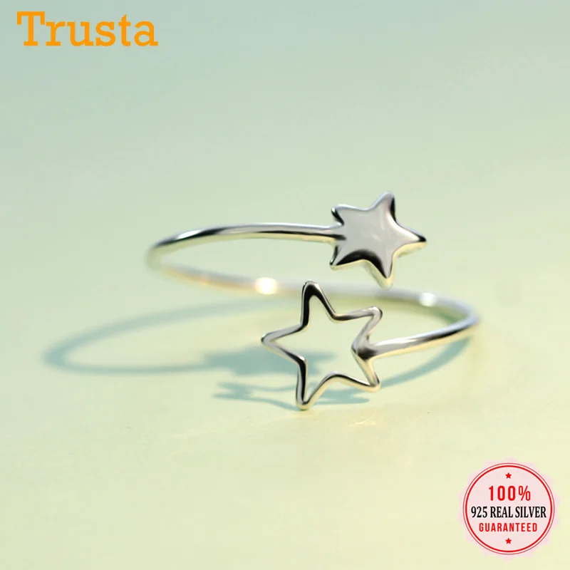 Кольцо женское из серебра 2019 пробы с 2 звездами размеры 5/6/7|Кольца| |