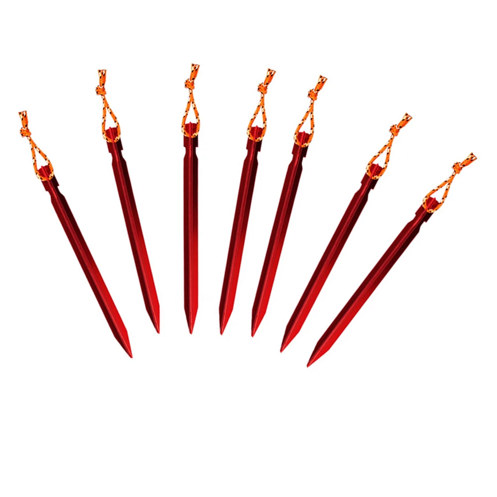 

Aluminum Alloy Tent Peg Durable Triangular Heavy Duty Nail Spike Stake with Rope for Camping Hiking and Outdoor Recreation 10pcs