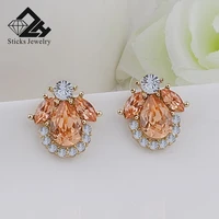 female luxury crystal stud earrings wedding jewelry earrings for women