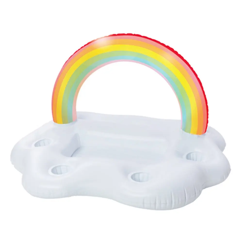 

Summer Party Bucket Rainbow Cloud Cup Holder Inflatable Pool Float Beer Drinking Cooler Table Beach Swimming Ring