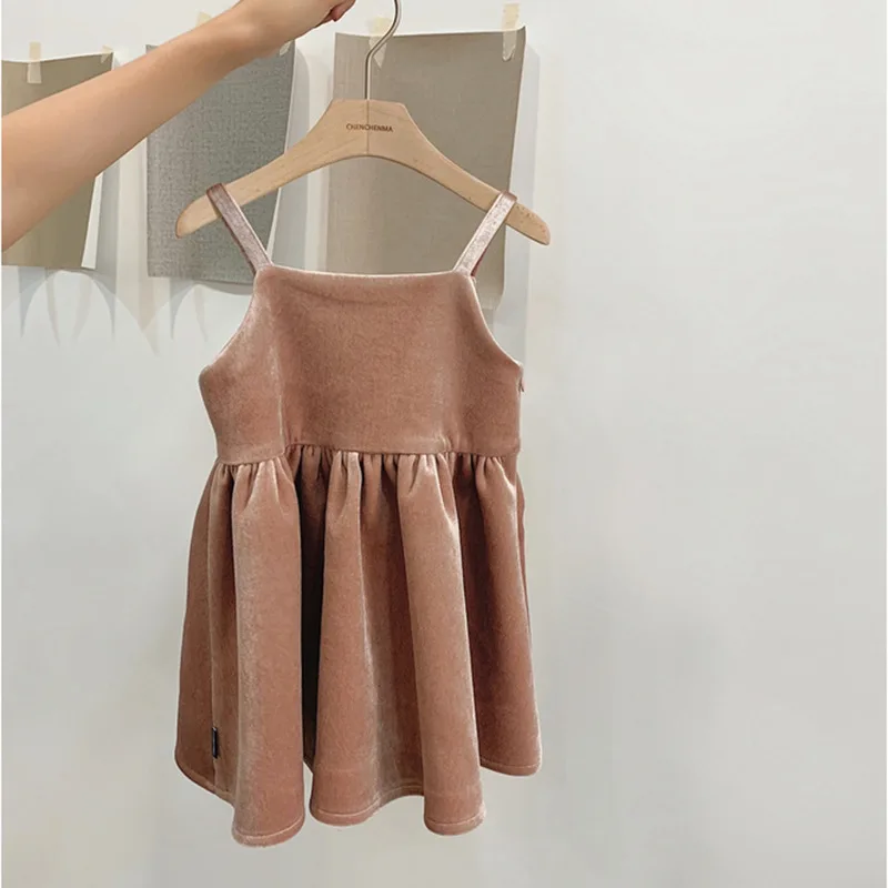 2019 осень зима модные Повседневное Платье для маленьких девочек бархатные на