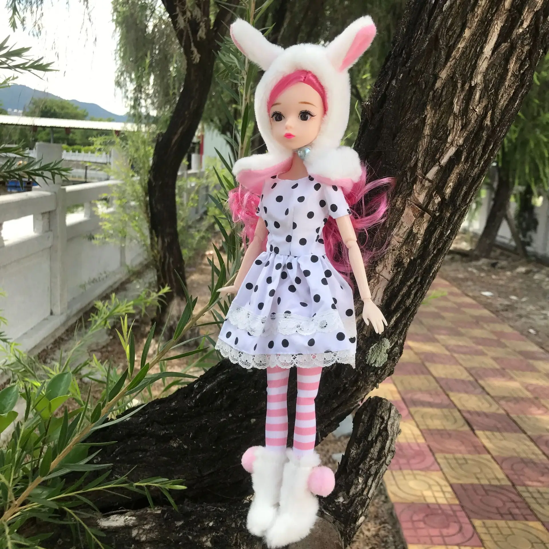 

8 Inch BJD Fashion Dress Up Doll 30cm Rabbit Dollwith 20 Joints Movable 3D Eyes 1/6 DIY Dress Up Girl Toy Soft Christmas Gift