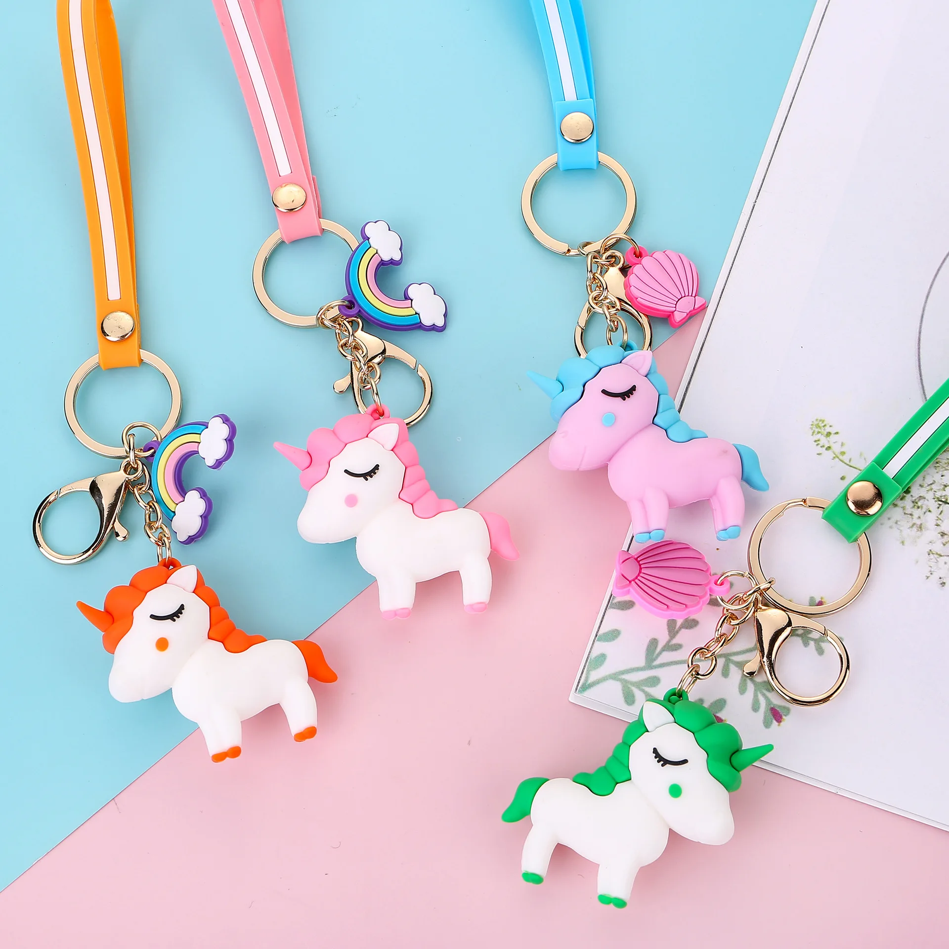 2020 милый Радужный брелок с единорогом мультяшный силиконовый животный