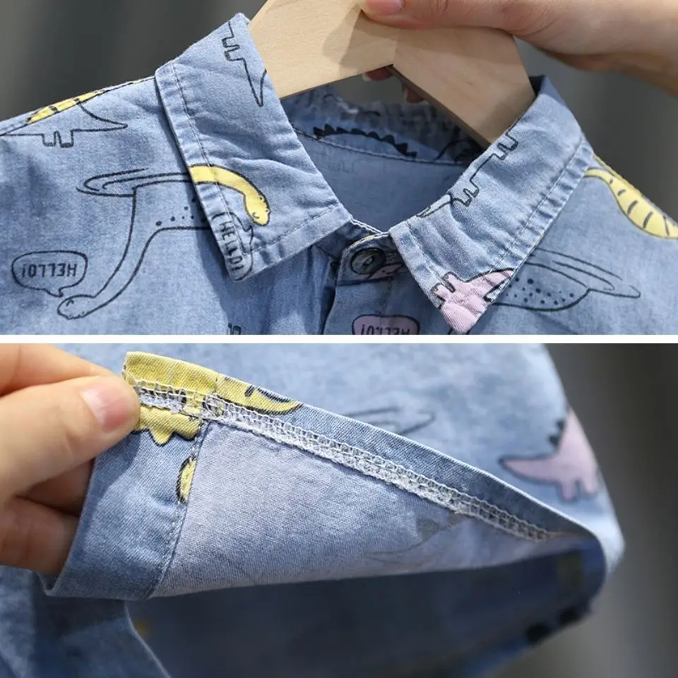 

Boys Summer Suit Girl Baby Denim Shirt + Shorts Handsome Thin Short-sleeved Denim 2pcs Sets Kids Clothes Girls Unisex Fashion