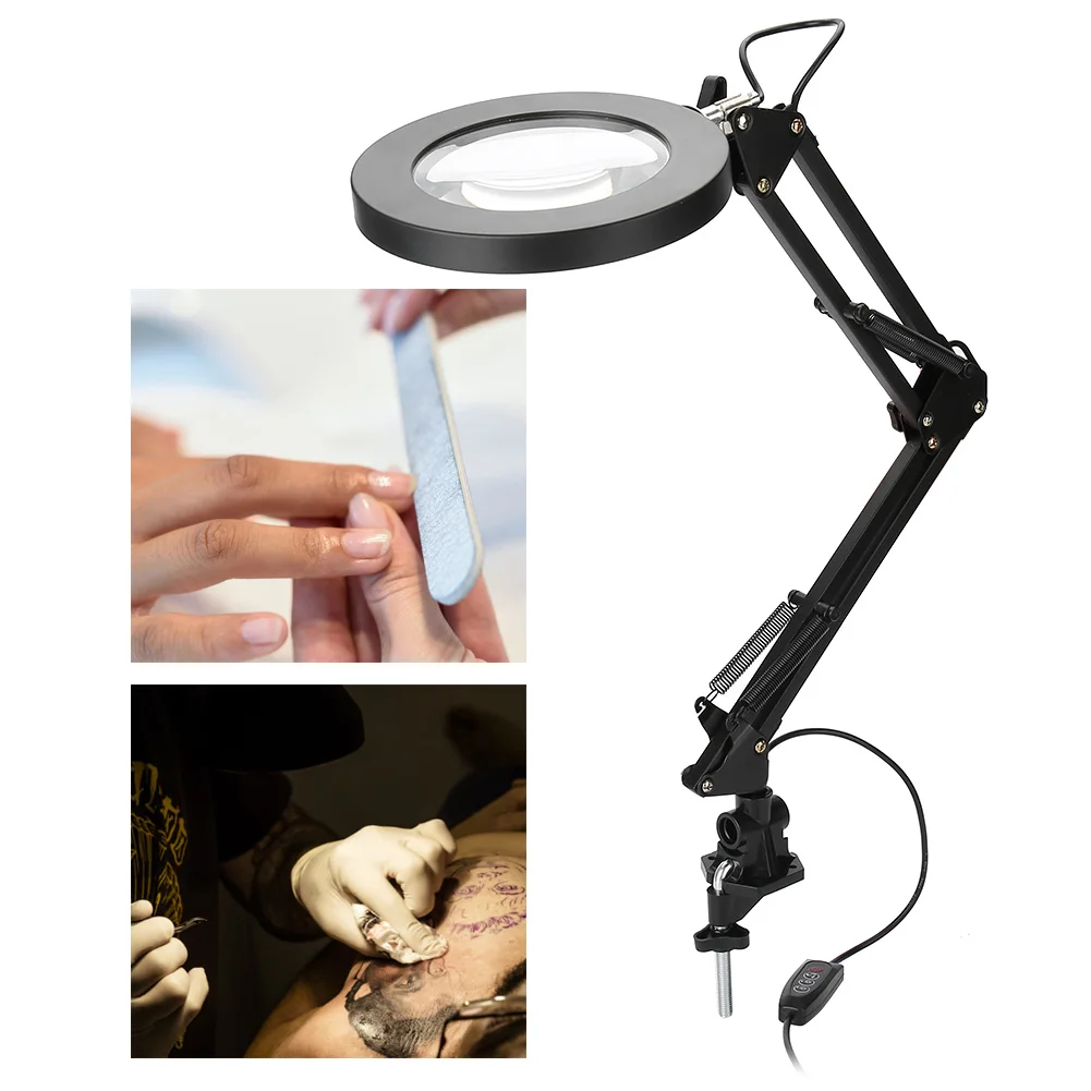 Foldable 8W USB LED Table Lamp Dimming Desk Reading Light with 5X Large Magnifying Glass Magnifier Nail Beauty | Красота и здоровье