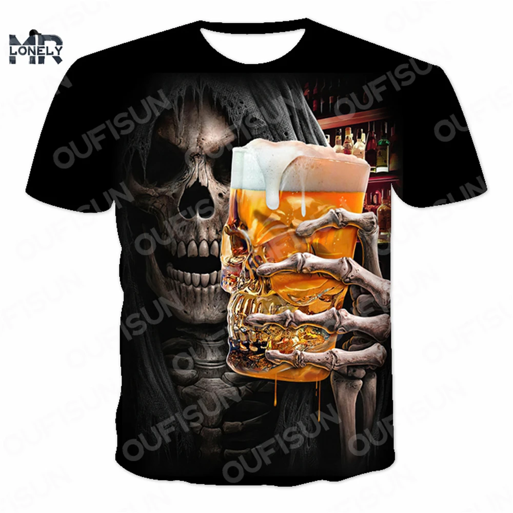 

2021 New 3D printed Tshirt Skull Totem Terrorism Men's T-shirts O-Neck Hip Hop Style Short Sleeve Oversized T-shirt XXS-6XL